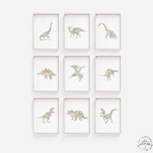 Dinosaur Nursery Wall Art, Dinosaur Printables, Dinosaur Wall Prints, Dinosaur Decoration, DIGITAL DOWNLOAD, Girl Dinosaur Bedroom