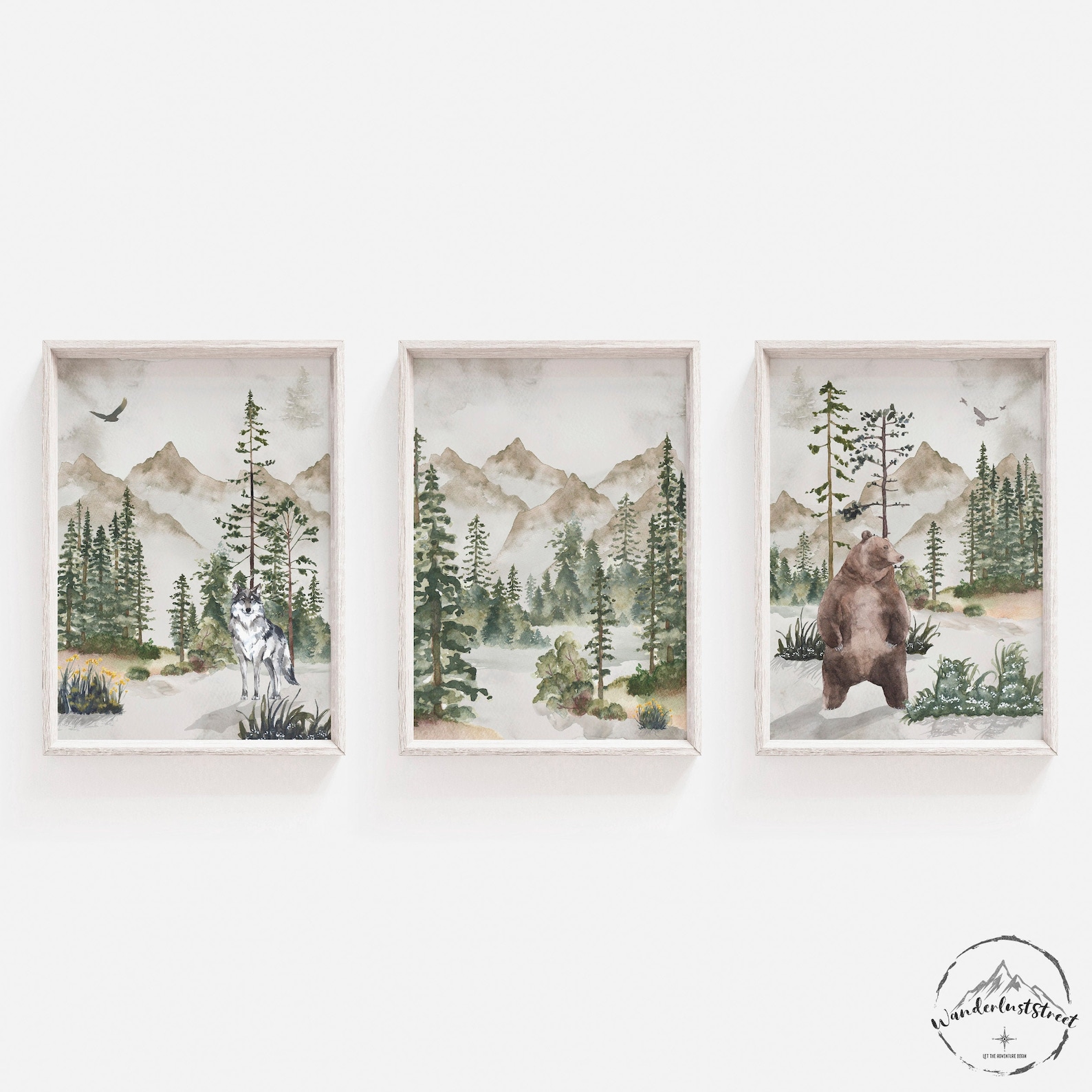 Forest Nursery Wall Art Woodland Bedroom Decor Woodland Etsy