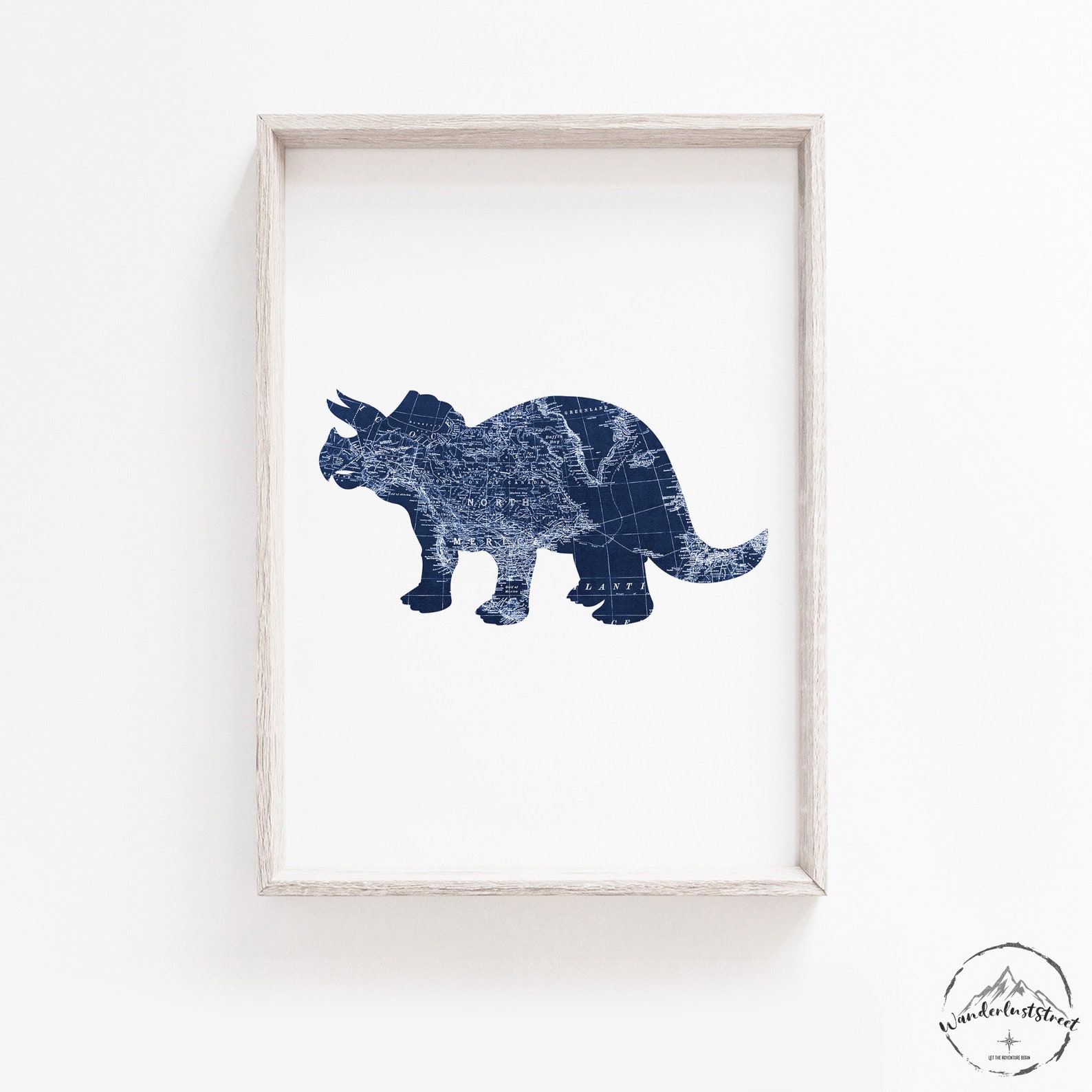 Dinosaur Nursery Wall Art Navy Blue Dinosaur Prints Trex Etsy
