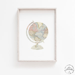 Travel Nursery Decor, Adventure Nursery Wall Art, Hot Air Balloon Print, Train Wall Art, Travel Nursery, Airplane Print, World Map Nursery image 4