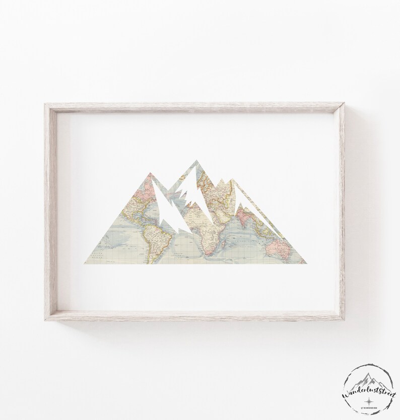 Mountain Wall Art Nursery Wall Art Travel Nursery Decor Etsy