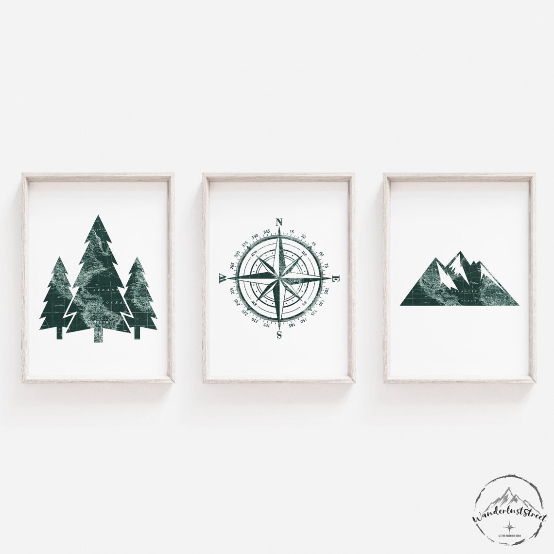 Hunter Green Nursery Wall Art Forest Nursery Decor Green Etsy