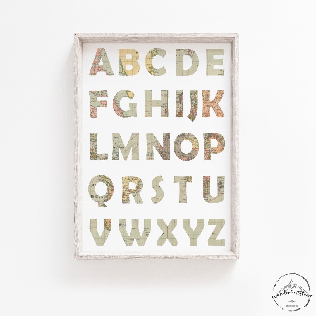 Alphabet Wall Art Nursery Alphabet Baby Nursery Print Etsy