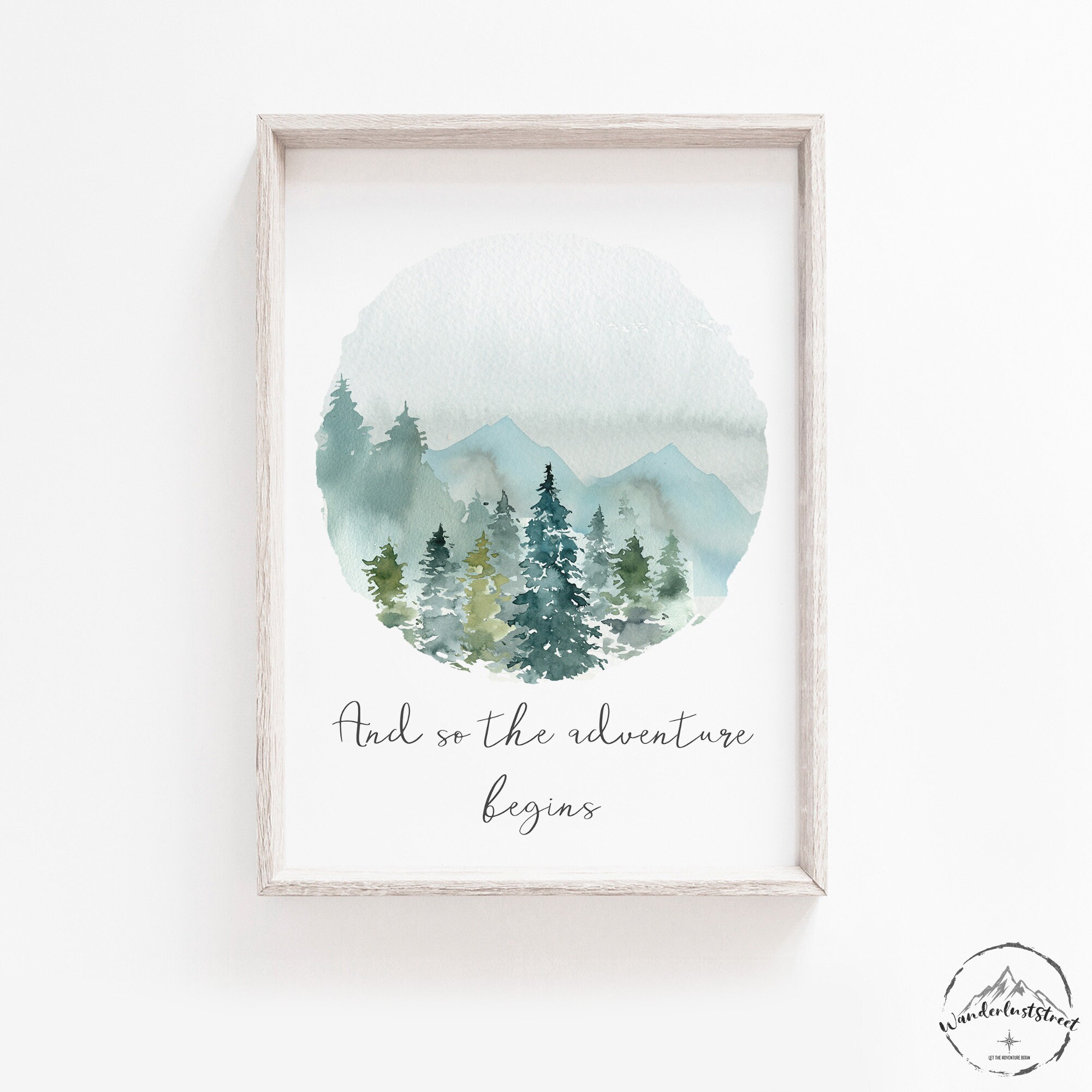 Woodland Nursery Decor Forest Wall Art Mountain Print Etsy