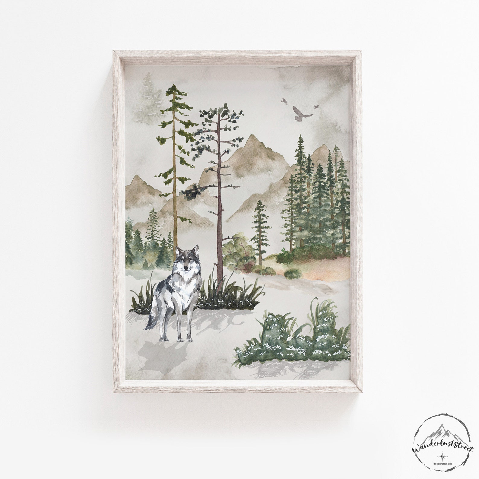 Forest Nursery Wall Art Woodland Bedroom Decor Mountain Etsy