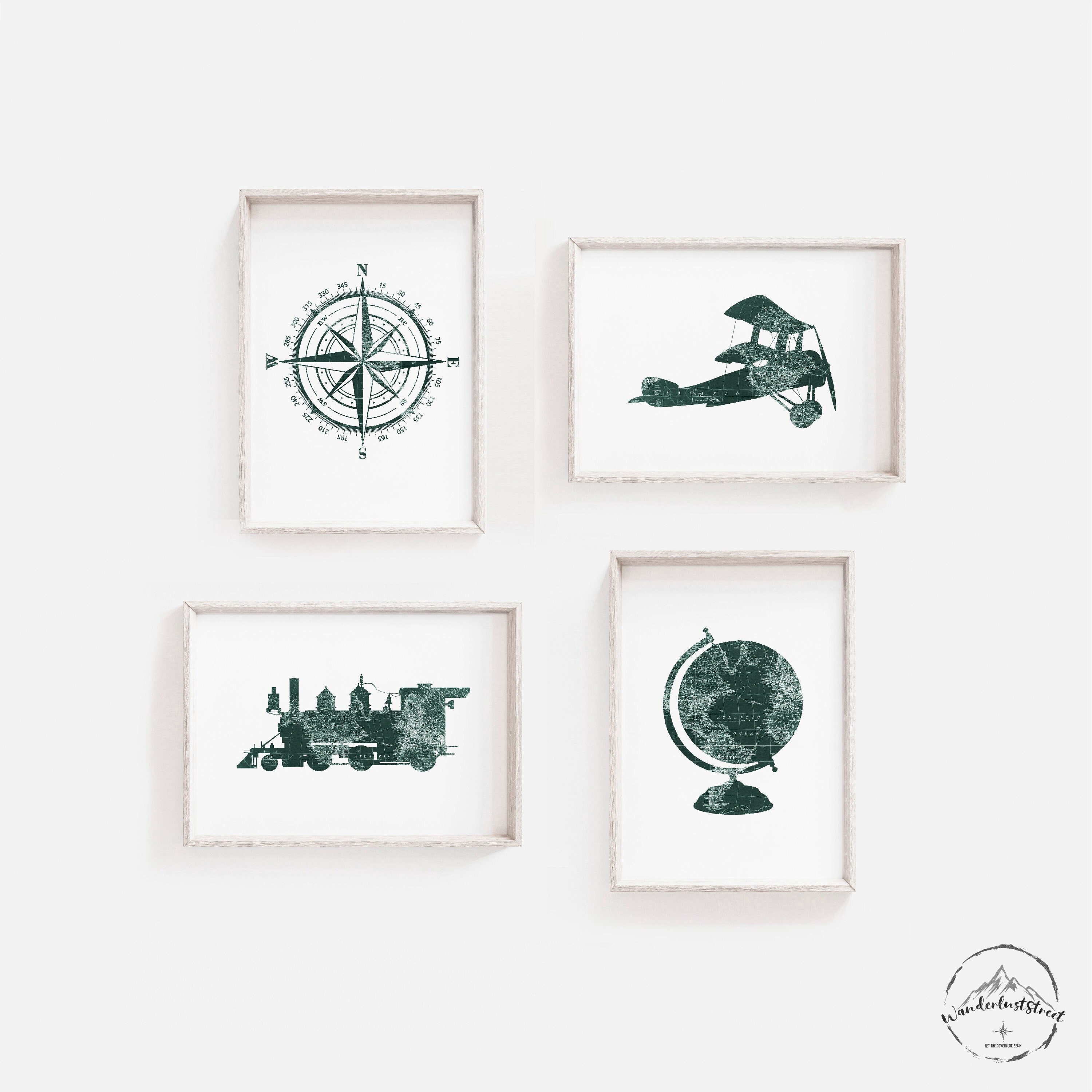 Hunter Green Nursery Wall Art Dark Green Kids Bedroom Decor Etsy