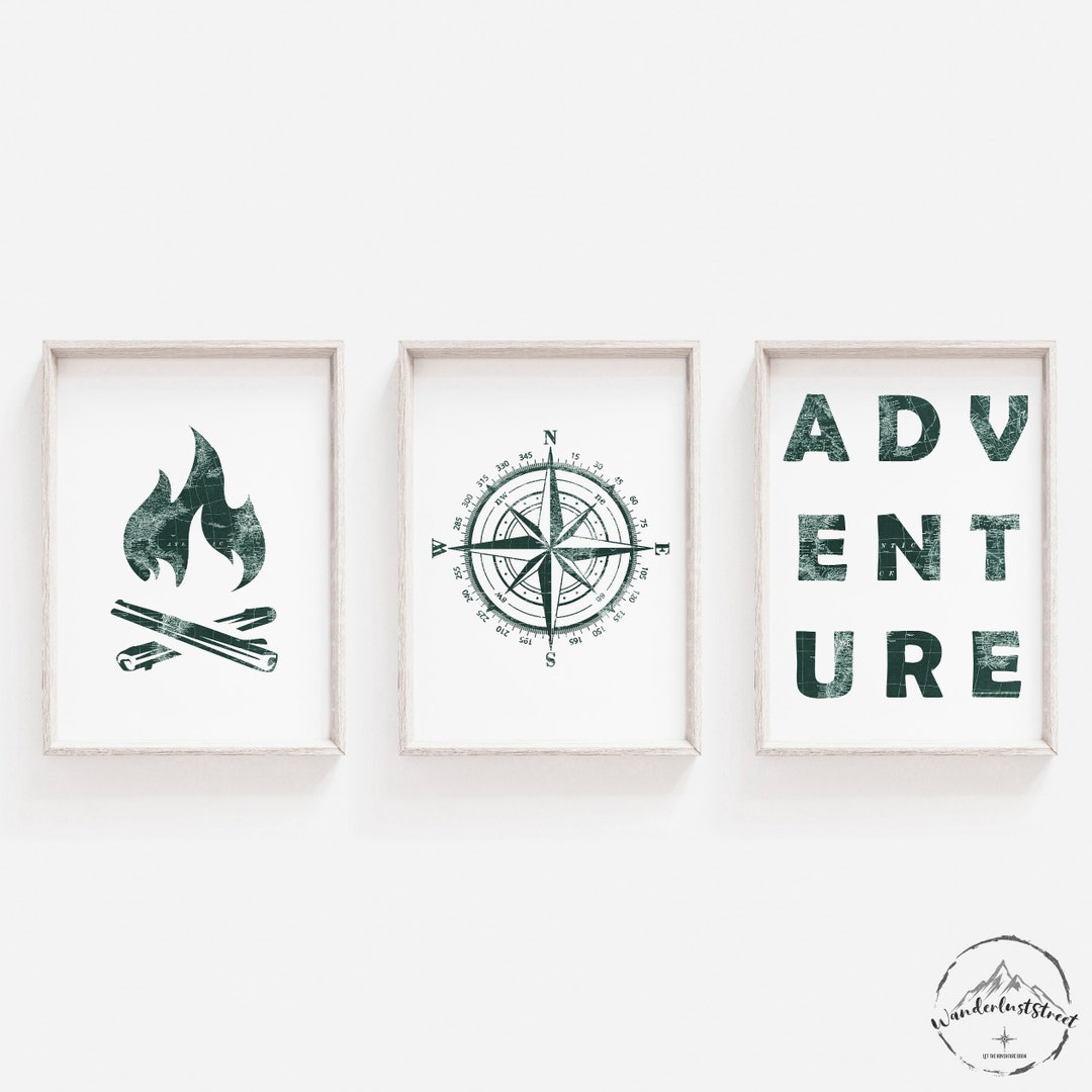 Hunter Green Nursery Wall Art, World Map Nursery Prints, Travel Theme Kids Bedroom, DIGITAL