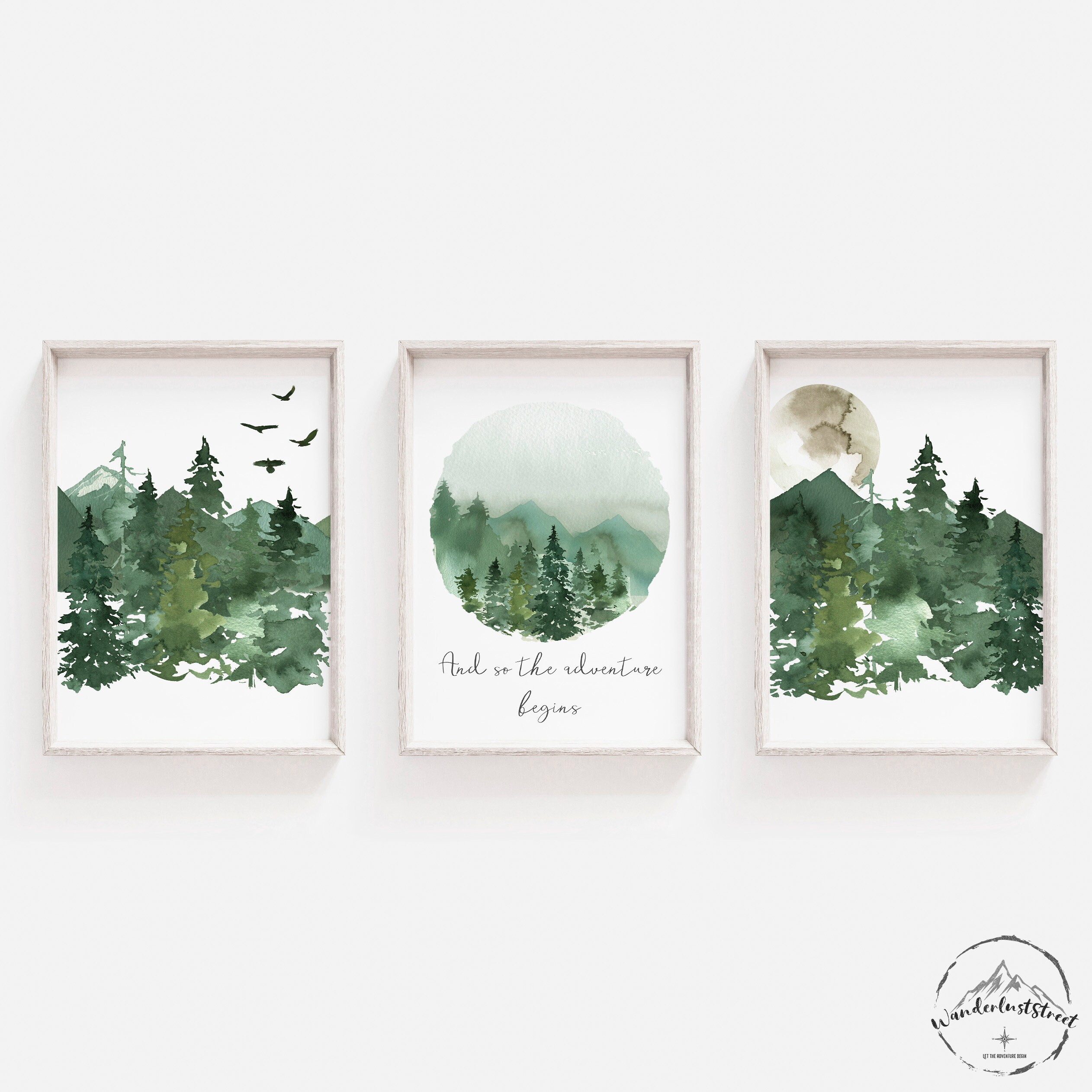 Green Nursery Wall Art Forest Nursery Prints Woodland | Etsy