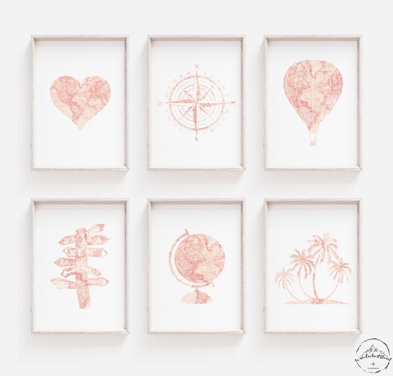 Pink Nursery Wall Art Blush Pink Nursery Prints Nursery Wall Etsy
