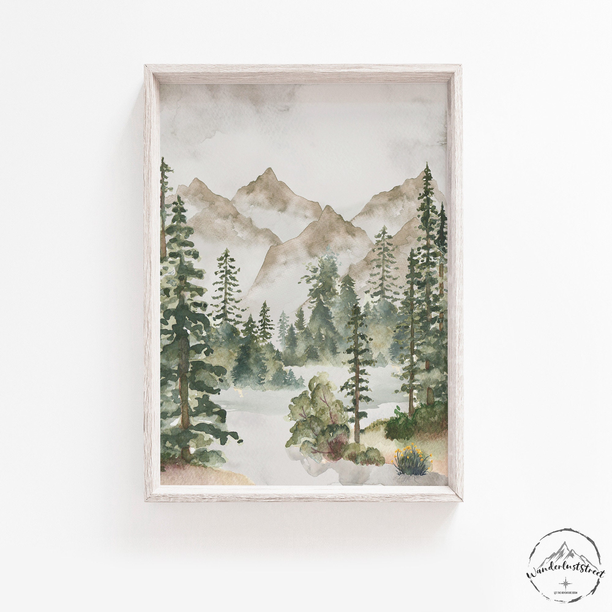Forest Nursery Wall Art Woodland Bedroom Decor Mountain Etsy