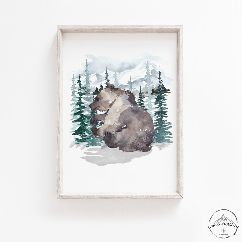 Forest Animal Wall Art Woodland Animal Prints Bear Wall Art Etsy