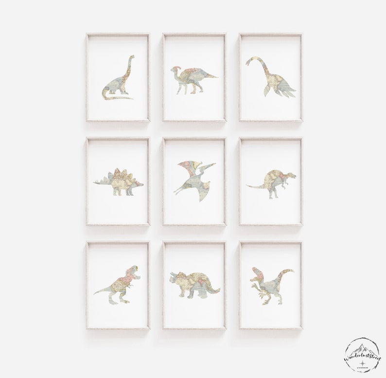 Dinosaur Nursery Wall Art Dinosaur Printables Dinosaur Wall Etsy
