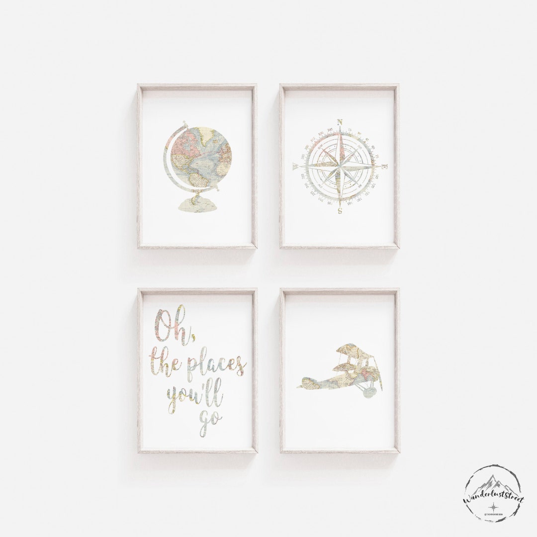 Travel Nursery Wall Art, Travel Theme Bedroom Decor, Adventure Playroom Wall Prints, DIGITAL