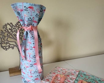 Flamingo fabric bottle bag