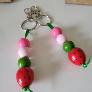 Wooden Strawberry keyring