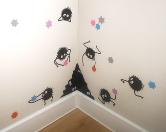 soot sprite vinyl decals, self adhesive wall stickers, corner decal, nursery wall decorations