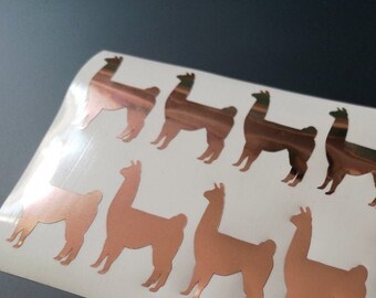 20 Rose Gold Llama Stickers: Foil Seals, Invitations & Decor