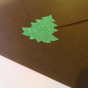 24 kerststickers, groene glitterboomstickers, kerstzegels, kerstlabels, vel glitterstickers