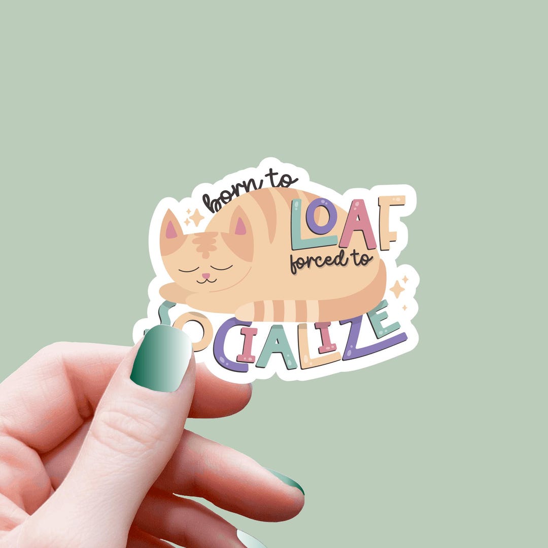 Cat Loaf Sticker, Introvert Decal for Laptop, Water Bottle, Notebook ...