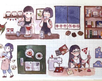 Cute Girls Daily Life Cooking Washi Tape Samples + Snow Winter + Fairy + Bunny Dessert