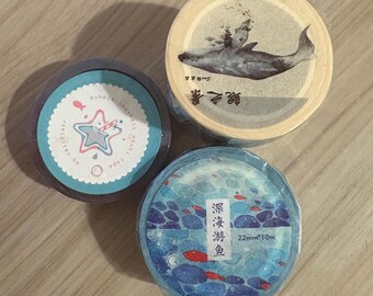 Beautiful Ocean Sea Fish Whale Washi Tape Set 3