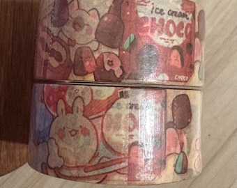 Cute Kawaii Bunny Kitty Sweets Food Washi Tape 2 Set