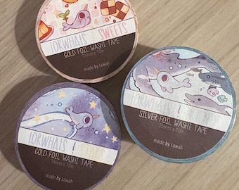 Cute Kawaii Iorwhais Gold Silver Foil Washi Tape 3 Rolls Narwhal