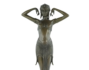 Bailarina de bronce Estatua Art Deco Escarabajo Bailarina Estatuilla femenina Escultura de bronce Escultura de Chiparus Bailarina egipcia Escultura femenina de bronce Arte