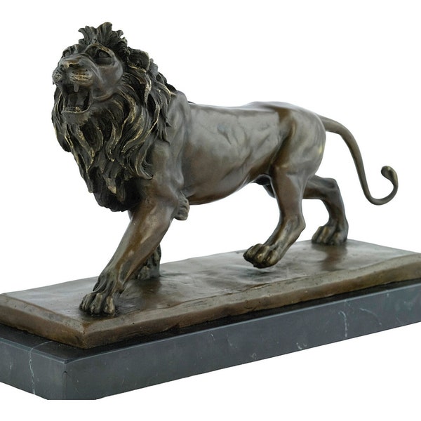 Large Bronze Lion Sculpture Animal Art Figurine Bronze Wildlife Sculpture Bronze Lion Statue Standing Lion Decoration Animal Bronzes