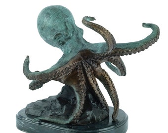 Bronze Octopus Statue Nautical Decoration Bronze Octopus Sculpture Animal Art Figurine Sea Animal Sculpture Contemporary Animal Art Statue