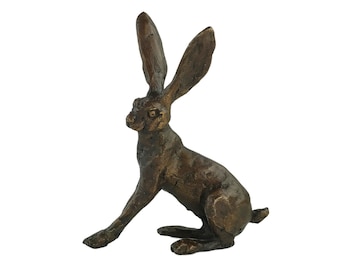 Bronze Sculpture of a Sitting Hare Animal Art Statue Bronze Hare Statue Hunting Decoration Hunting Lovers Gift Bronze Rabbit Sculpture