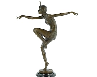 Bronze Dancer Sculpture in Art Deco Style Con Brio Ferdinand Preiss Bronze Dancer Statue Parisian Female Dancer Bronze Figurine Dance Deco