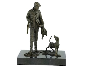 Bronzen Jager en Hound Sculptuur Bronzen Jacht Standbeeld Jacht Decoratie Archibald Thorburn Sculptuur Jager met Hond Beeldje Jacht