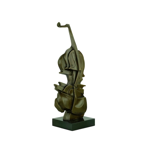 Sculpture de violon en bronze dans le style de Salvador Dali Statue d'art contemporain Cadeau pour joueur de violon Sculpture en bronze abstraite Sculpture en musique