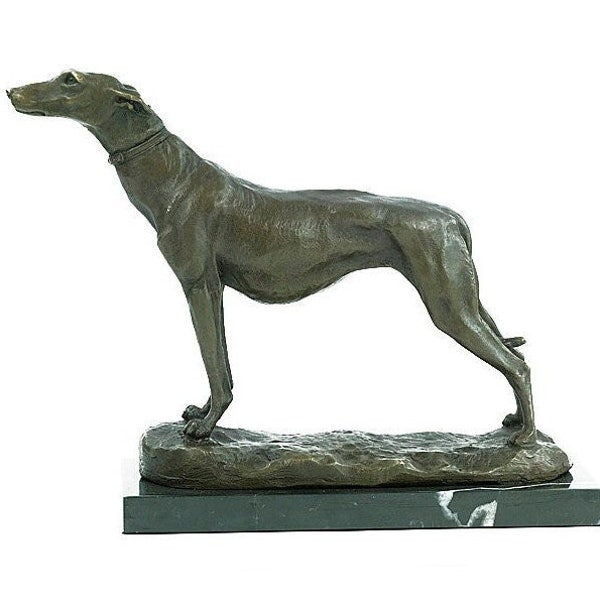 Bronze Greyhound Sculpture Standing Greyhound Statue Bronze Animal Art Figurine Running Dog Sculpture Dog Lovers Gift Dog Decoration Dog Art