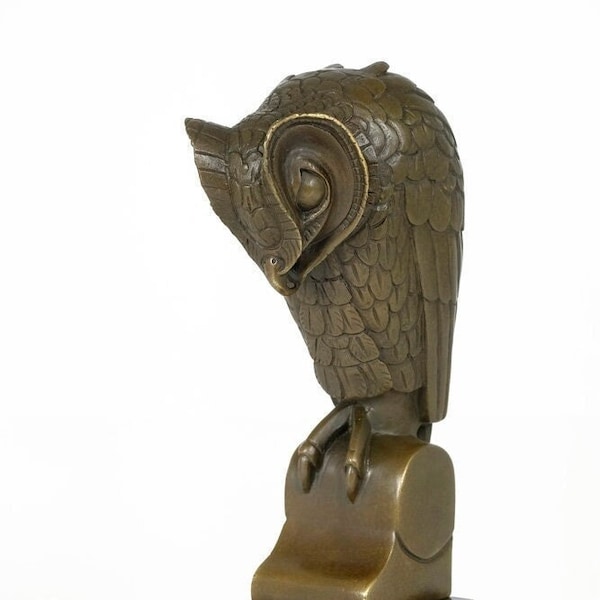 Bronze Hibou Sculpture Art Déco Style Bronze Hibou Statue Animal Art Figurine Medes Da Costa Sculpture Hibou Amoureux Cadeau Oiseau Figurine Art