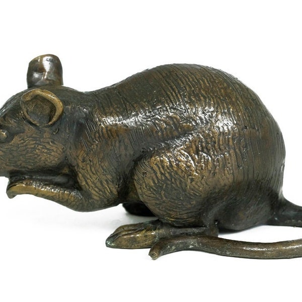 Bronze Souris Sculpture Animal Art Figurine Souris Statue Souris Cadeau Mignon Animal Art Souris Décoration Bronze Souris Figurine