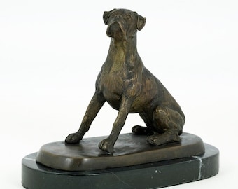 Bronze Boxer Dog Sculpture Sitting Boxer Statue Animal Figurine Art Sculpture Dog Art Dog Lovers Gift Sitting Dog Figurine Dog Deocration