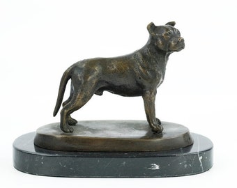 Bronze Staffordshire Bull Terrier Sculpture Dog Figurine Bronze Dog Statue Bull Terrier Art Animal Dog Lovers Gift Bronze Dog Art Sculpture