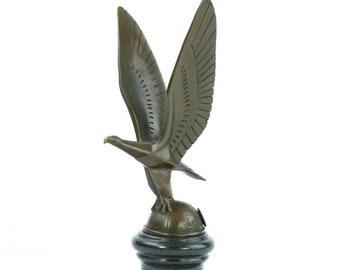 Bronze Art Déco Eagle Statue Bronze Car Mascotte Animal Art Figurine Bronze Eagle Sculpture Art Déco Bronzes Eagle Figurine Bronze Art Statue