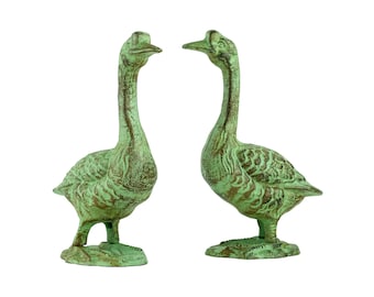 Pair of Cast Iron Geese Sculptures Animal Art Sculpture Outdoor Geese Sculpture Farm Animal Statue Garden Statue Geese Decoration Geese Art