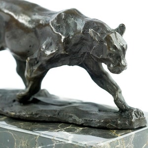 Statue de panthère en bronze Figurine d'art animalier Sculpture de panthère en bronze Statue de panthère de chasse Sculpture d'art animalier en bronze Sculpture animalière image 10