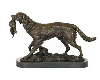 Bronze Hunting Dog Sculpture With Prey Bronze Hunting Statue Animal Art Statue Hunting Decoration Hunting Hound Dog with Grouse Art Statue