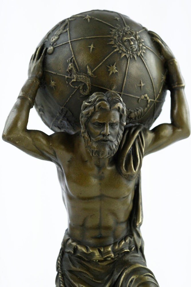 Greek Mythology Bronze Statue of Atlas Carrying a Globe Bronze Etsy