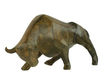 Bronze Bull Sculpture by the Pierre Chenet Foundry Charging Bull Statue Cubist Bull Figurine Cubism Art Sculpture Animal Art Sculpture