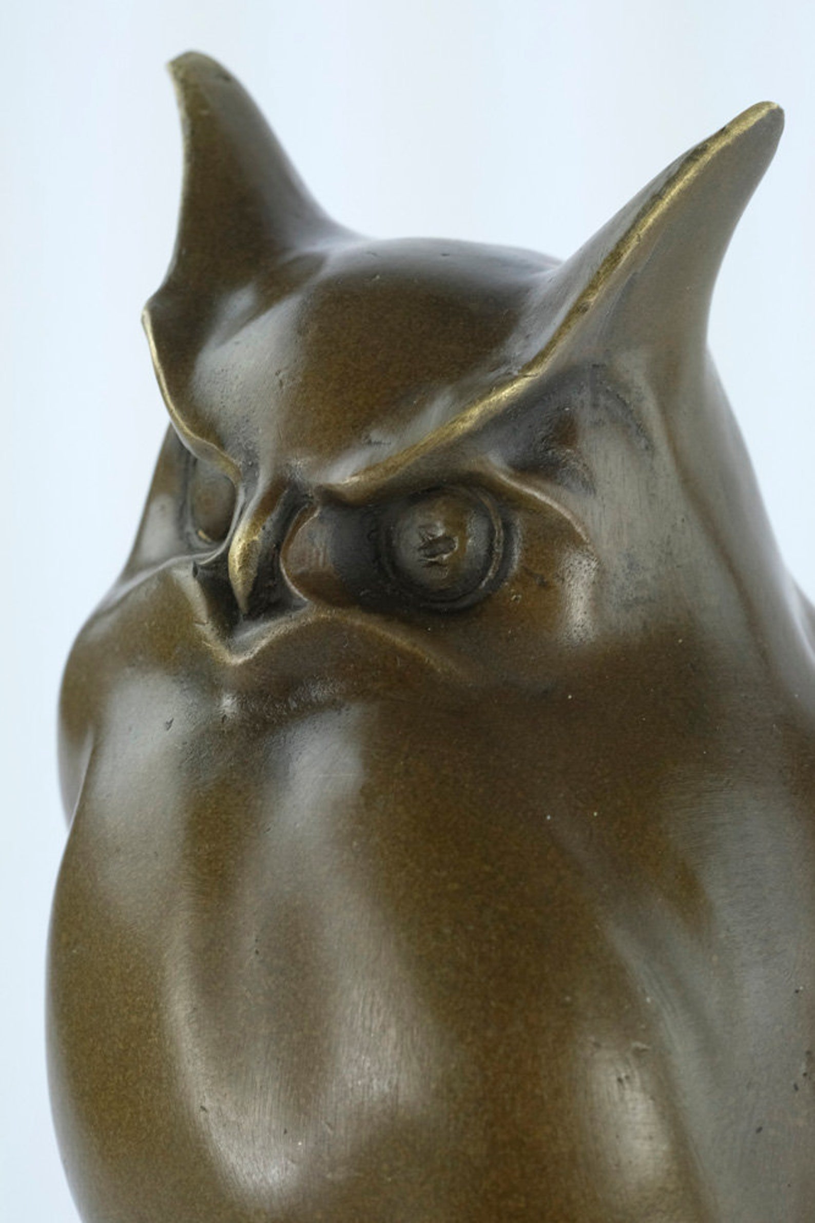 Bronze Owl Statue Animal Art Figurine Owl on Branch Bronze Owl Etsy