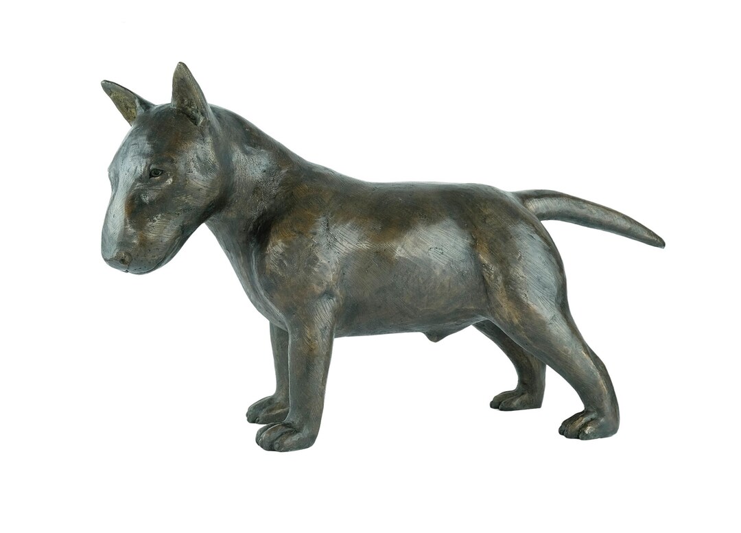 Lifesize Bronze Sculpture of an English Bull Terrier Dog Large Dog