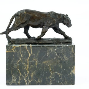 Statue de panthère en bronze Figurine d'art animalier Sculpture de panthère en bronze Statue de panthère de chasse Sculpture d'art animalier en bronze Sculpture animalière image 5