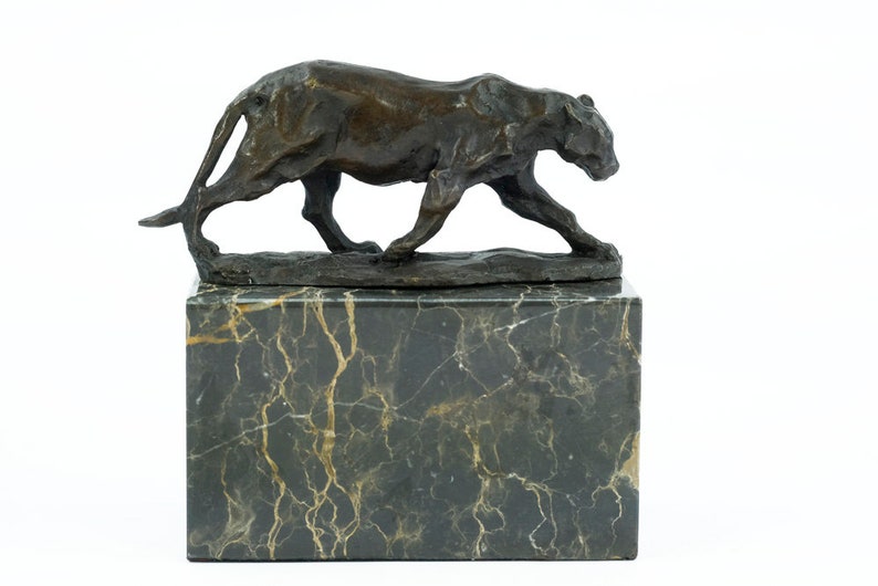 Statue de panthère en bronze Figurine d'art animalier Sculpture de panthère en bronze Statue de panthère de chasse Sculpture d'art animalier en bronze Sculpture animalière image 5