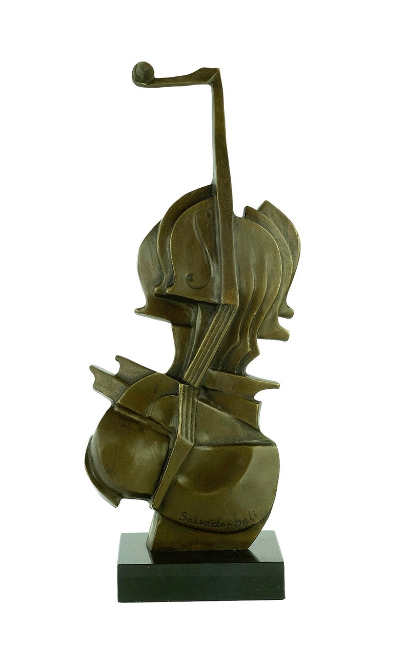 Sculpture de violon en bronze dans le style de Salvador Dali Statue d'art contemporain Cadeau pour joueur de violon Sculpture en bronze abstraite Sculpture en musique image 2